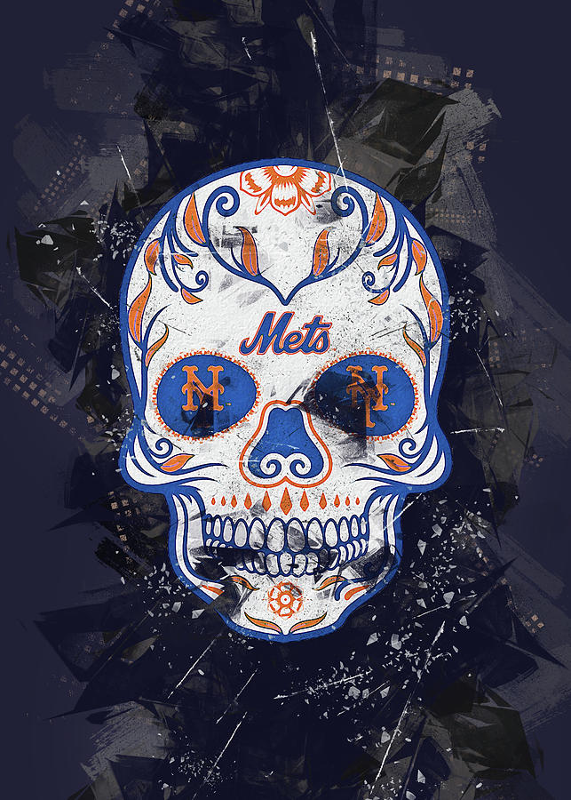 Skull Baseball New York Mets Drawing by Leith Huber - Fine Art America