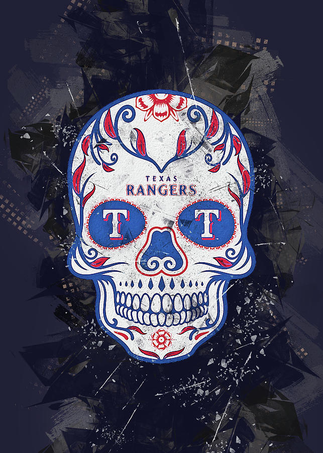 Women'sTexas Rangers Tiny Turnip White/Black Sugar Skull 3/4-Sleeve Raglan  T-Shirt