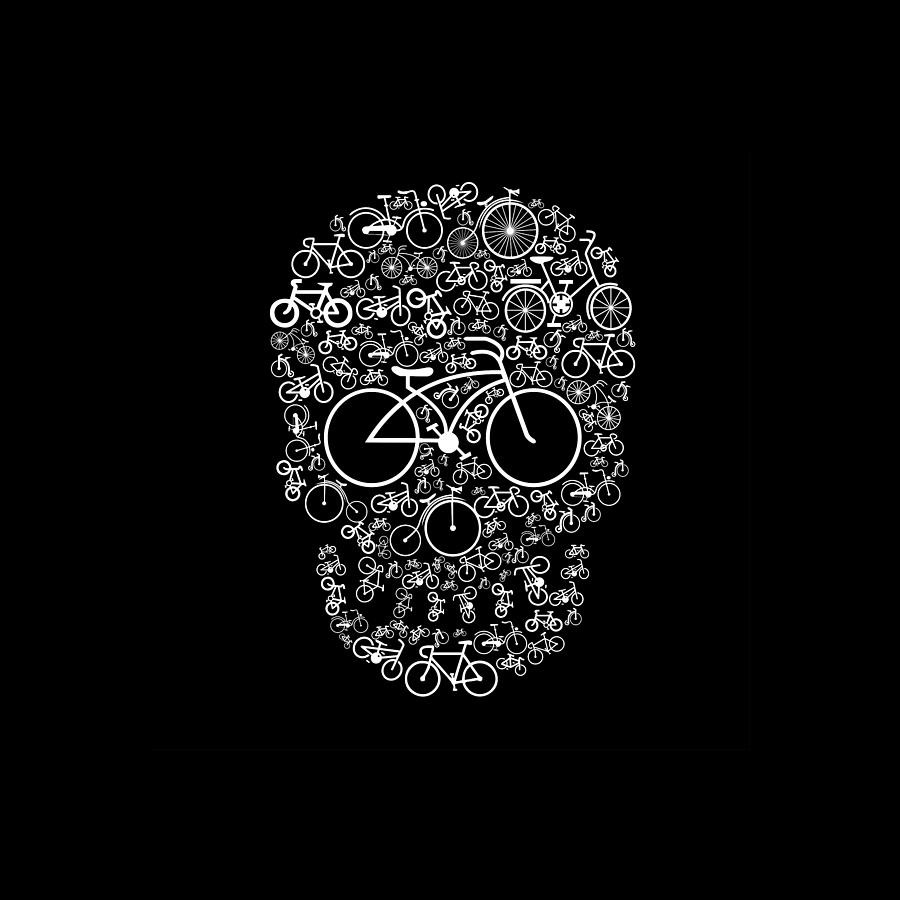 Skull Bike Tee T-Shirt Tees Painting by Tony Rubino