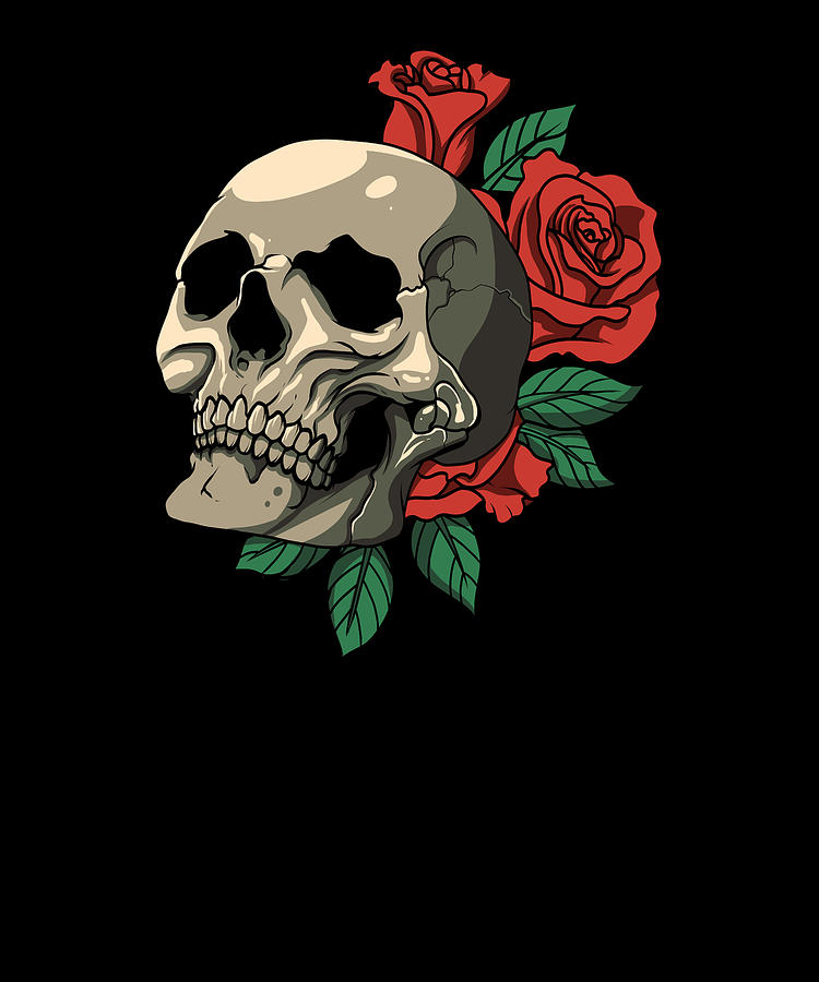 Skull Face Roses Occult Flower Floral Head Gothic Digital Art by ...