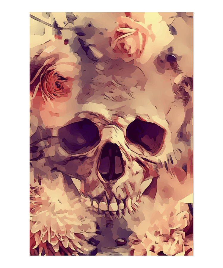 Skull Flowers Dead Design Death Floral Girl Power Mixed Media by Poster  Frame Print Printed - Pixels