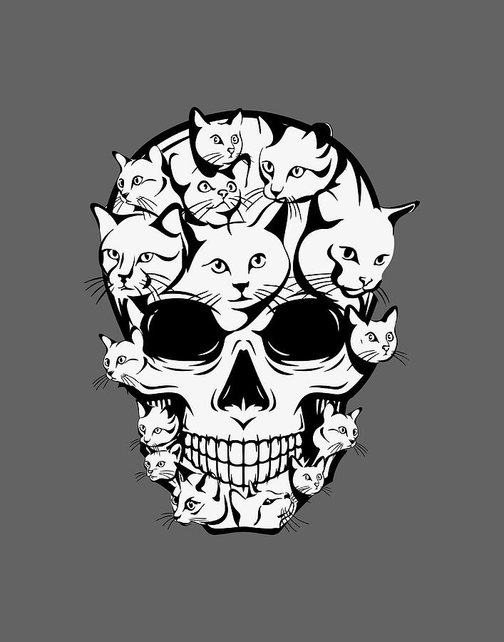 Skull Full of Cats Digital Art by Sambel Pedes