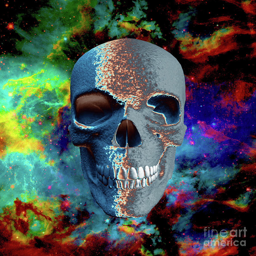 Skull In Vivid Space Digital Art