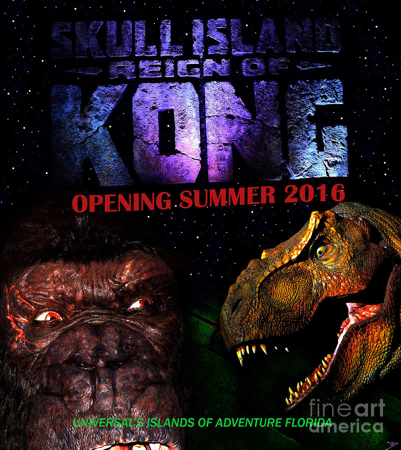 Skull Island pre opening poster 2016 Mixed Media by David Lee Thompson