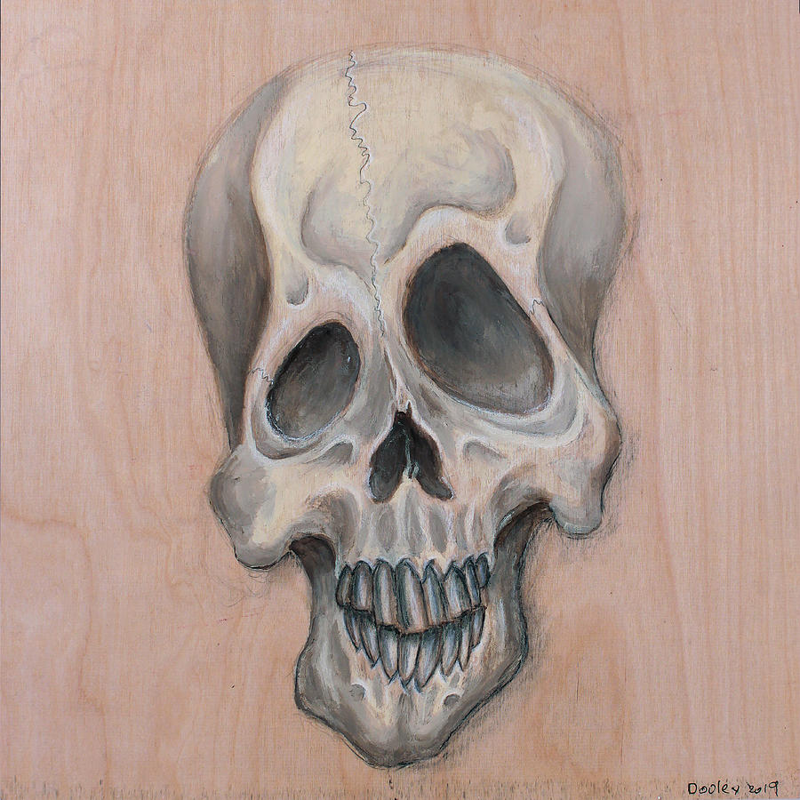 Skull on Wood Painting by Shawn Dooley