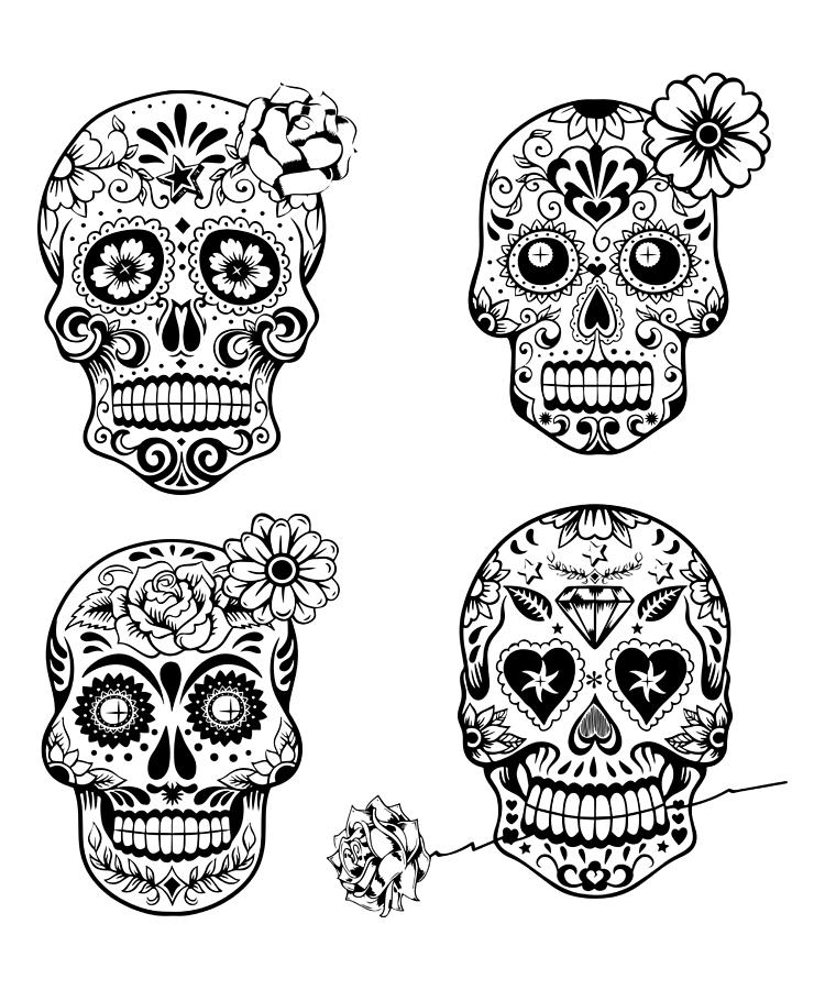 Skull Pattern Halloween Day Of The Dead Holiday Mixed Media by Poster ...