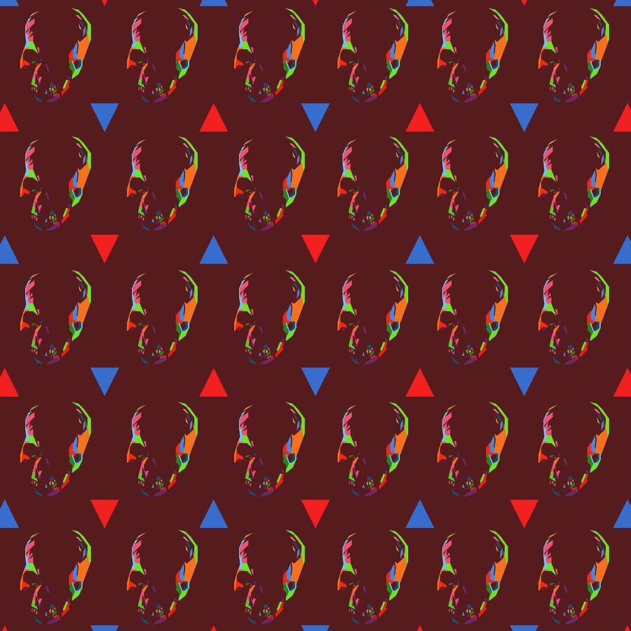 Skull Pattern Wpap Style Dark Red Background Digital Art