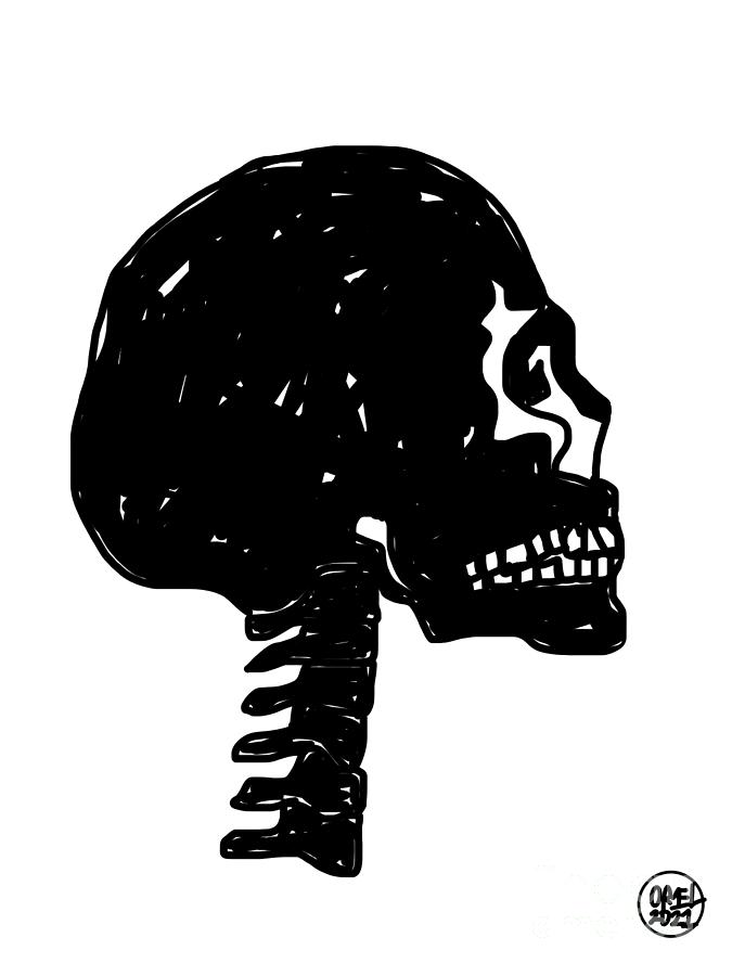 Skull Profile Mixed Media by Oriel Ceballos