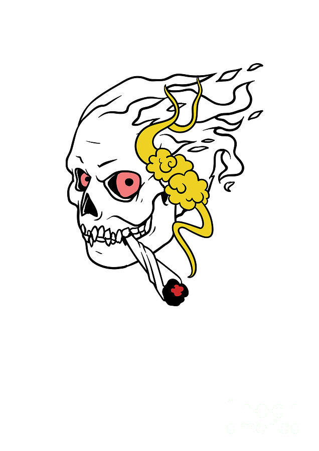 skull smoking blunt