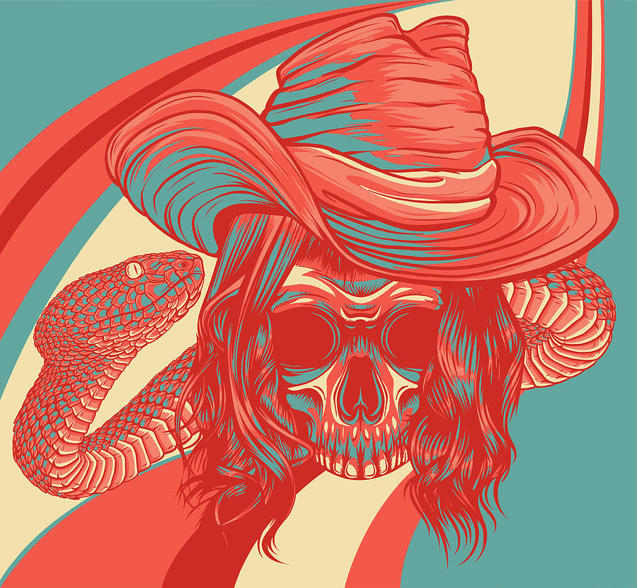 Skull Twisted By A Snake With Hat Vector Digital Art by Dean ...