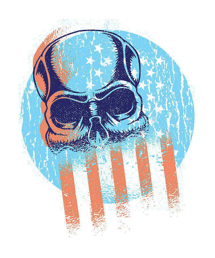 Skull Usa Flag Digital Art by Lisa O'Brien