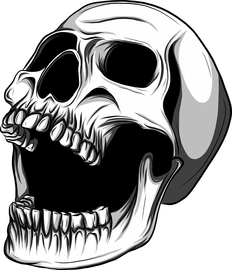 Black skulls print skull pattern hand drawn Vector Image