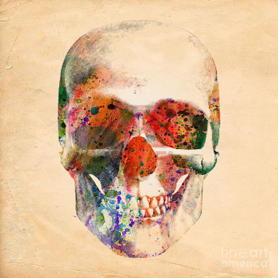 Cool Digital Art - Skull Vintage Painting by Mark Ashkenazi