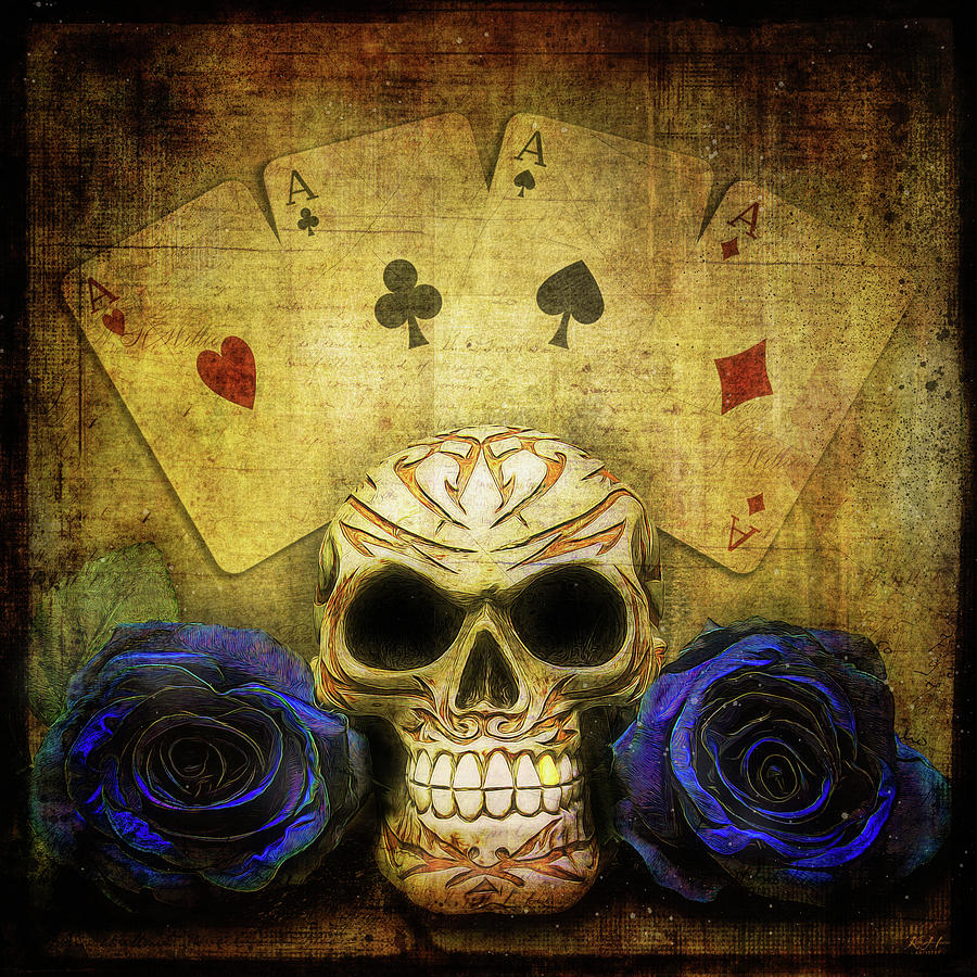 Skull with Blue Roses Photograph by Keith Hawley