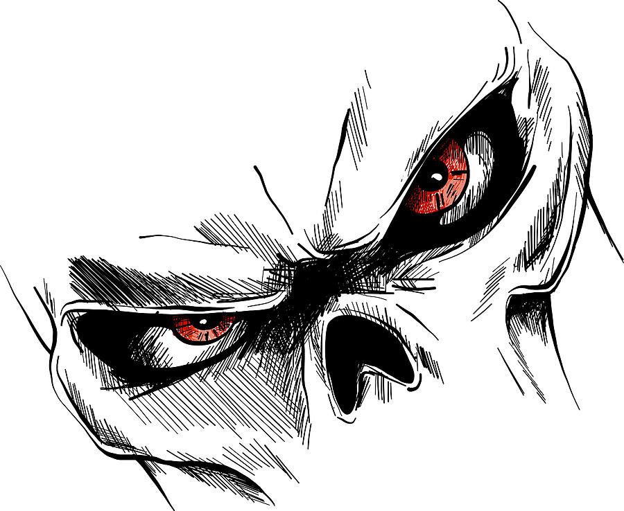 Skull with red eyes Cartoon Vector Image Digital Art by Dean