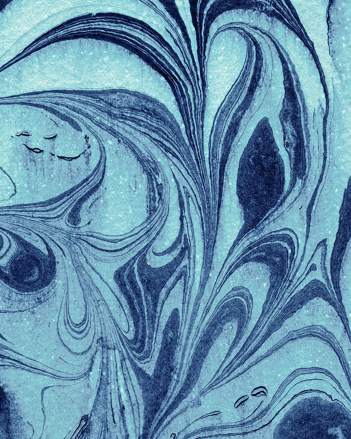 Sky Blue Indigo Magic Flower Nature Pattern  Painting by Irina Sztukowski