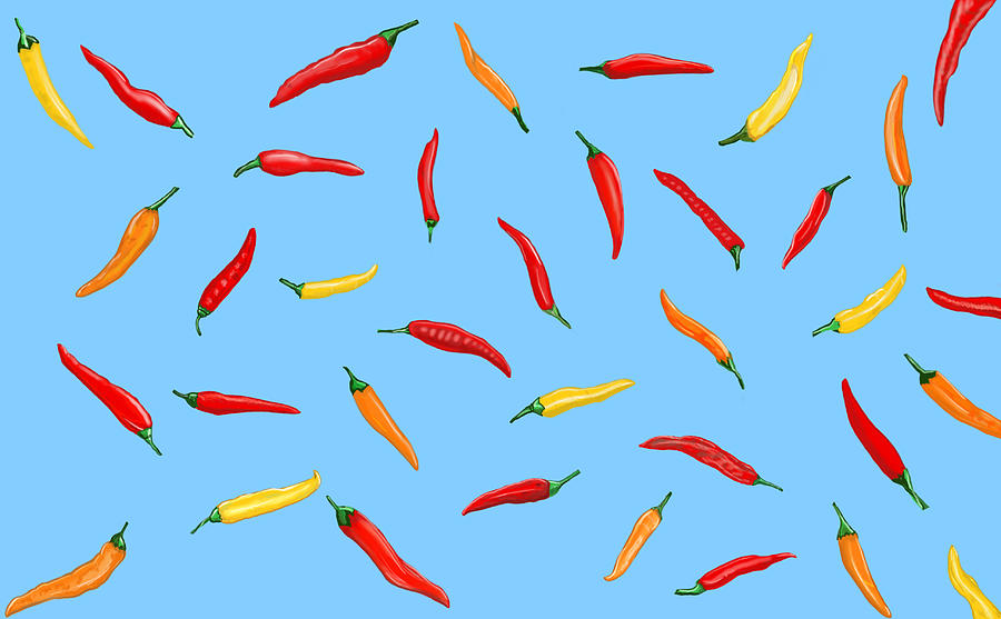 Sky Full of Peppers Mixed Media by Judy Cuddehe