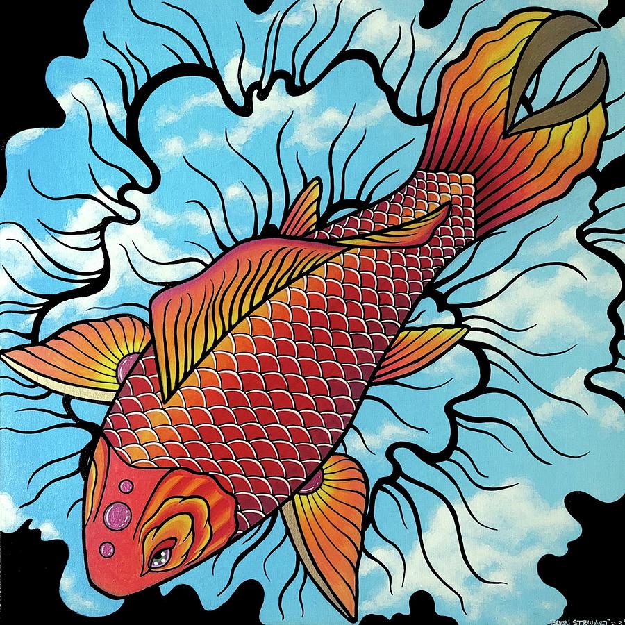 Sky Koi Painting by Bryon Stewart