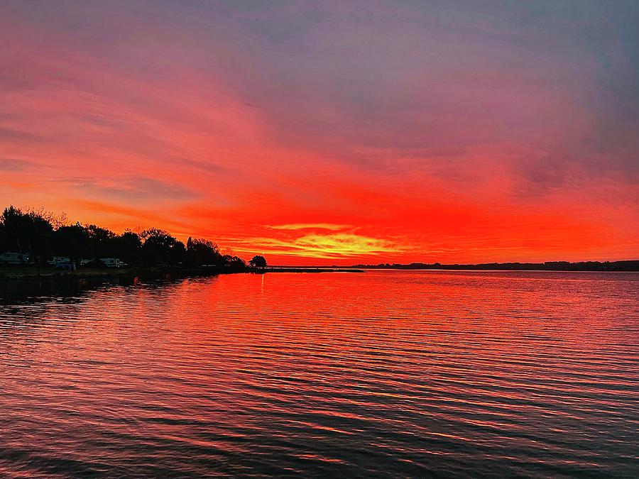 Sky on Fire at Branched Oak Lake in Branched Oak State Recreation Area ...