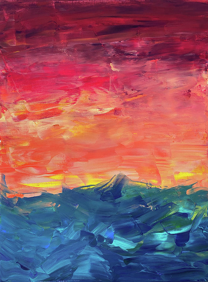 Sky On Fire Ocean Abstract Painting by Deborah League