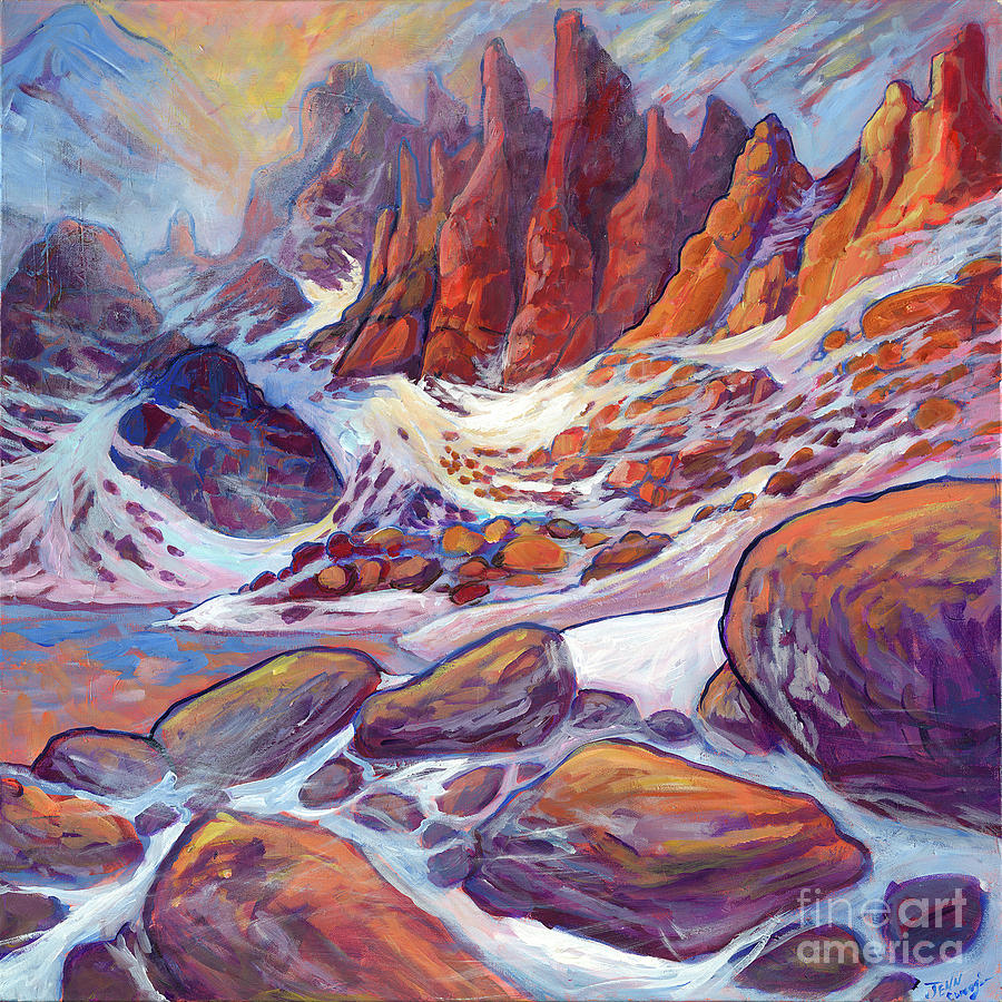 Sky Pond Colorado Painting by Jenn Cunningham