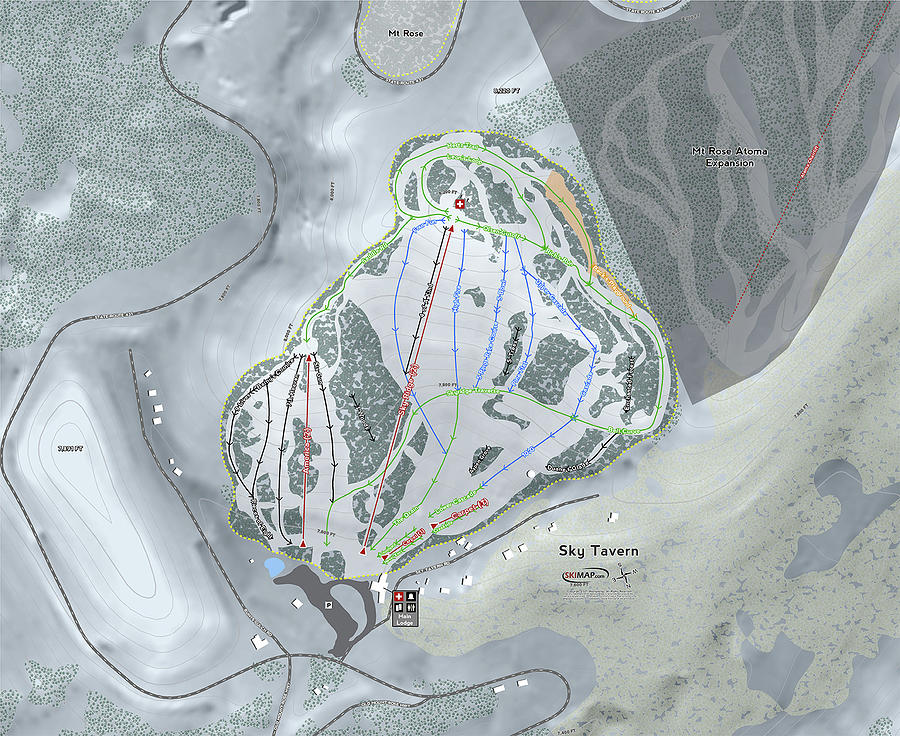 Sky Tavern Ski Resort Map Digital Art by Powder Addicts Pixels