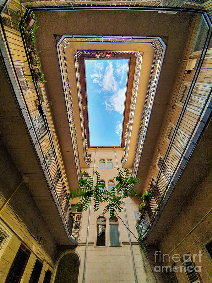 Sky view from the inner courtyard in Budapest Photograph by Mendelex Photography