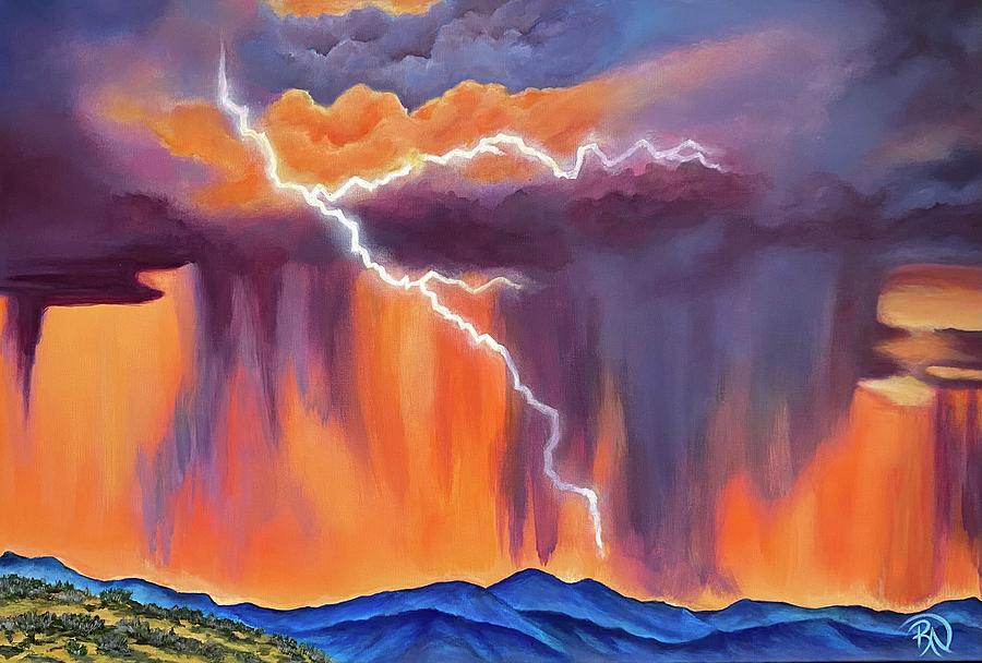 Skyals-Luminous Lightning  Painting by Renee Noel