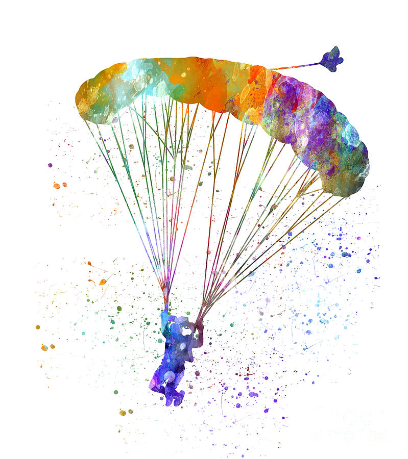 Skydiving In Watercolor Digital Art by Pablo Romero