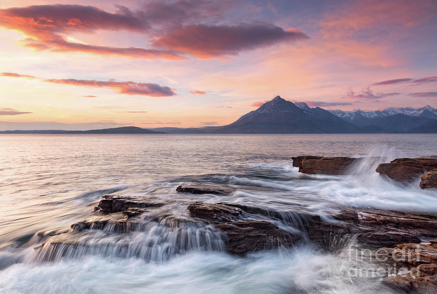 Isle of Skye Elgol Cuillin Sunset and Waves  Scotland Photograph by Barbara Jones PhotosEcosse