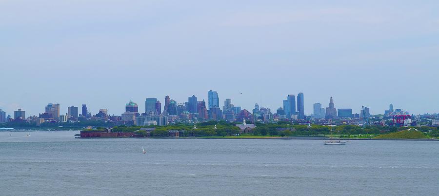 New Jersey Skyline from Statue of Liberty Photograph by Bnte Creations