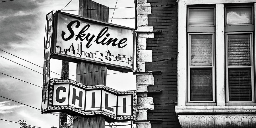 Skyline Chili BW Panorama - Cincinnati Ohio Icon Photograph by Gregory Ballos