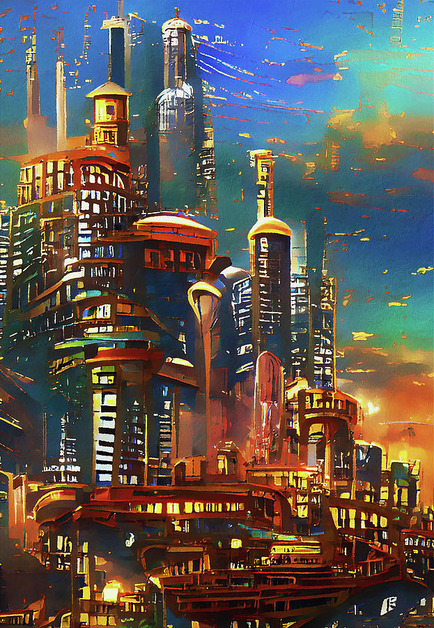 Skyline from the Future, 01 Painting by AM FineArtPrints
