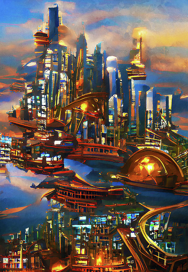 Skyline from the Future, 02 Painting by AM FineArtPrints