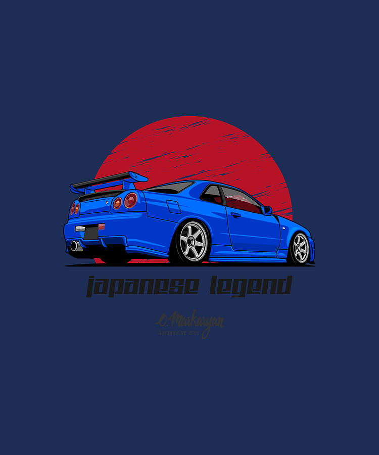 Skyline GTR R34 -01 Digital Art by Kha Dieu Vuong - Pixels