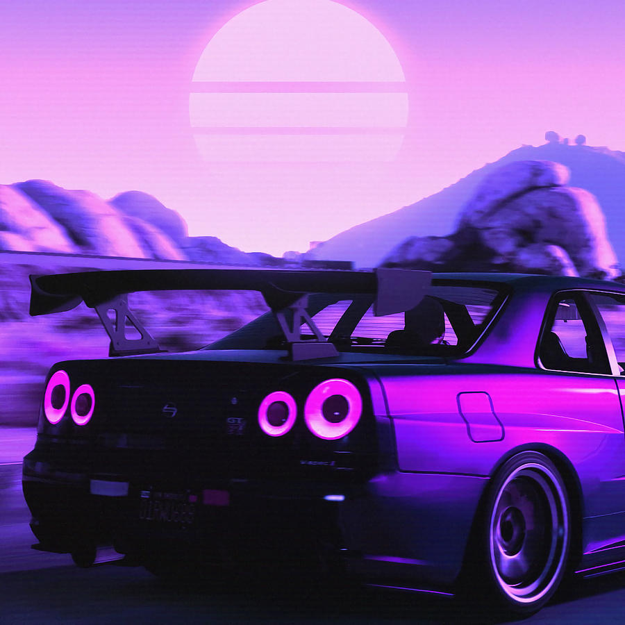 Skyline GTR R34 Painting by Kirsty Ryan | Pixels