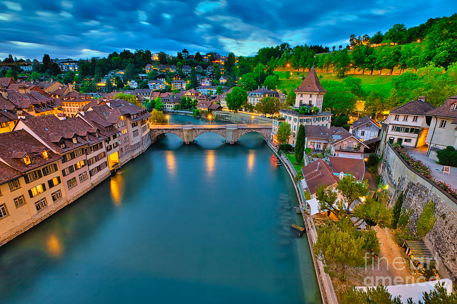 Skyline of Bern at evening Photograph by Benny Marty