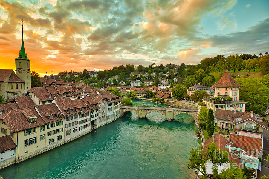 Skyline of Bern at twilight Photograph by Benny Marty