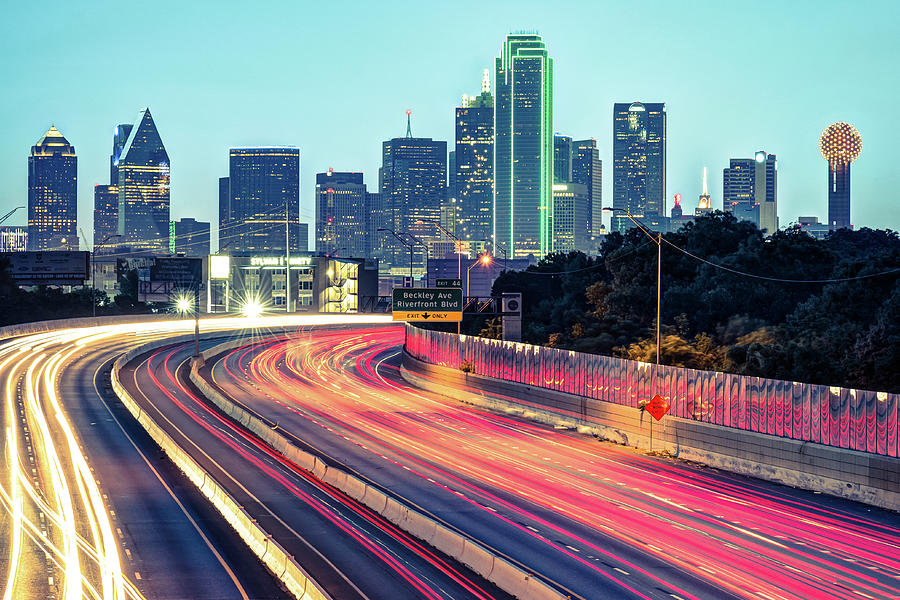Skyline Of Dallas Texas Over The Interstate Photograph
