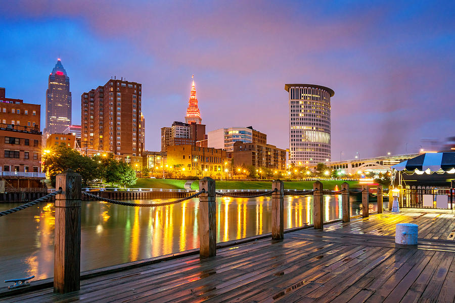Skyline of downtown Cleveland Ohio USA Photograph by Benedek