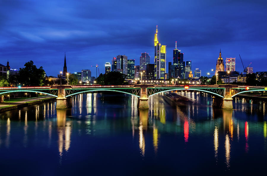 Skyline Of Frankfurt Am Main At Night Photograph