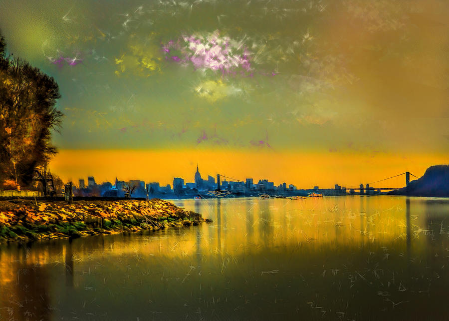 Skyline of New York from the Hudson River Photograph by Cordia Murphy
