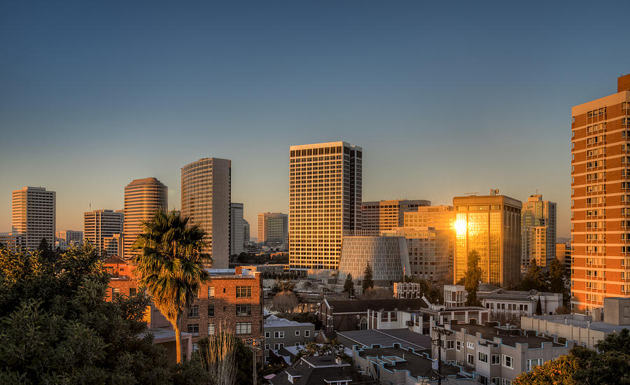 Skyline of Oakland at sunrise Photograph by Thomas Winz