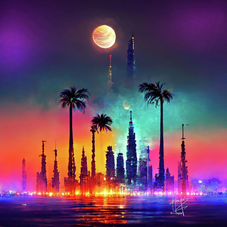 Skyline Palm Trees 12 Digital Art by DC Langer