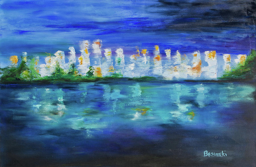 Abstract Painting - Skyline Reflections by Nancy Basinski