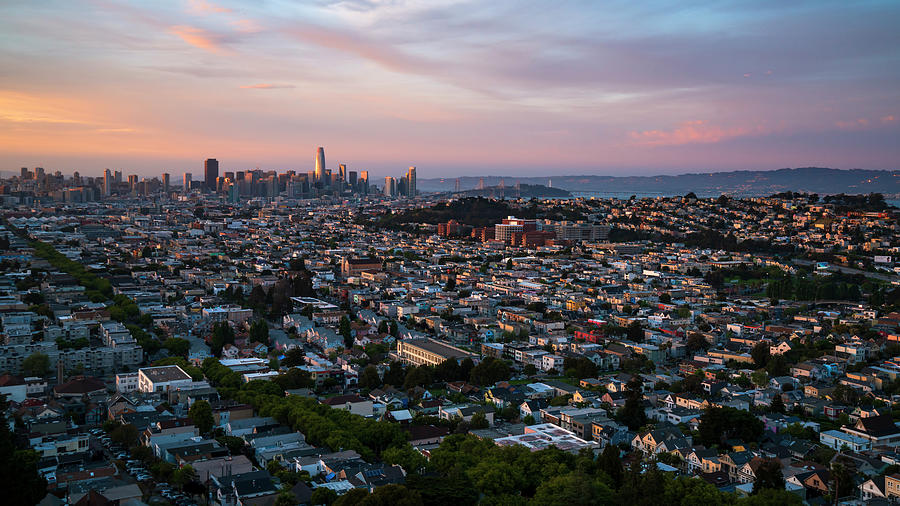 San Francisco Skyline Photograph - Skyline Serenade - Bernal Heights Park Evening Perspective by Alexander Sloutsky
