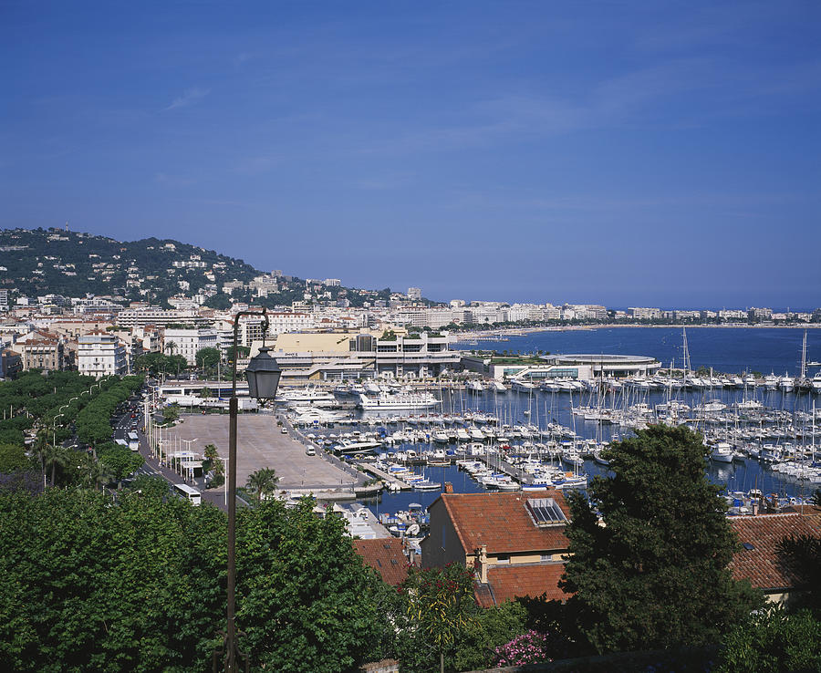 Skyline view of Cannes and harbor, elevated view Photograph by Murat Taner