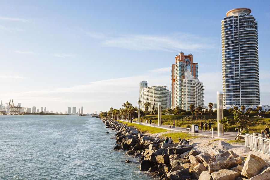 Skyline with residential condos on South Beach, Miami, Florida, USA Photograph by Alexander Spatari