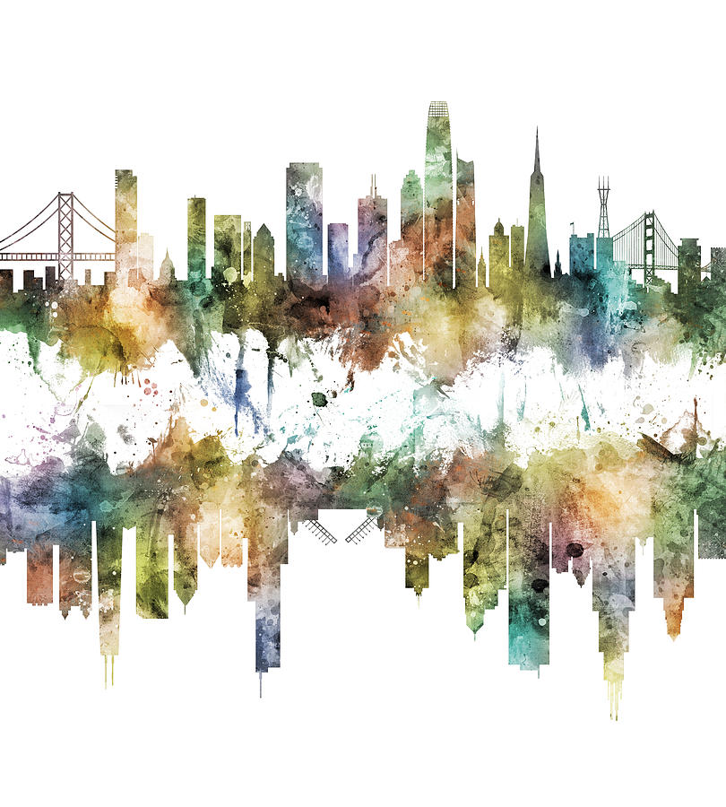 Chicago Digital Art - Skylines of San Francisco and Chicago by Michael Tompsett