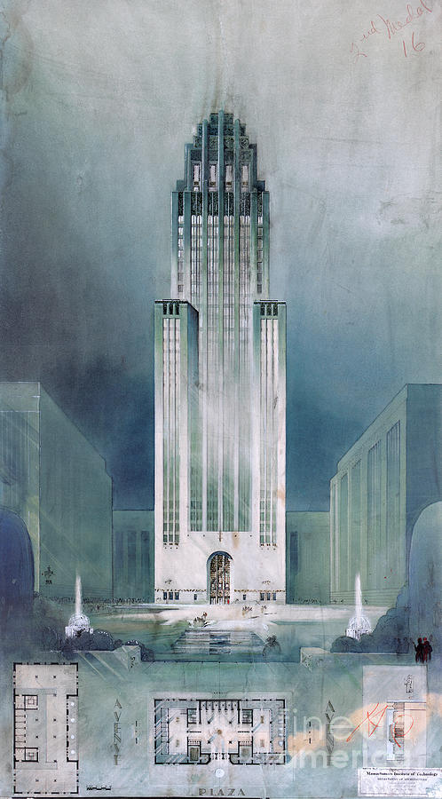 Skyscraper Building, 1927 Painting by Henry Wilbur Adams